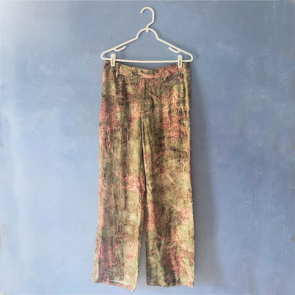 Wide legged floral linen pants from Italy - New, no tags!